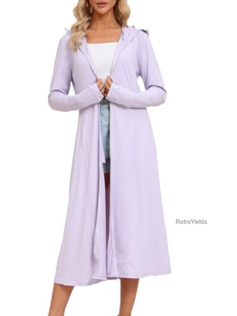 UPF 50+ Long Sleeve Zip Up Swim Cover Up Hoodie with Thumbholes for Women